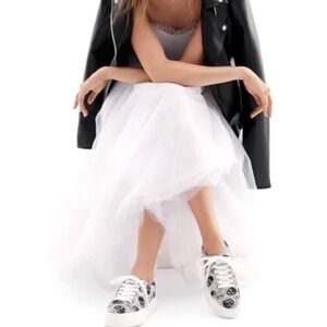 Betsey Johnson Women Sidny Sneaker Dark Whimsigoth Embellished Crystal Skull 5.5